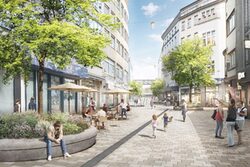 Eine Grafik zeigt die zukünftige Gestaltung der Fußgängerzone in Elberfeld
