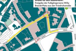 Ein Kartenausschnitt zeigt die neue Umleitung für Radfahrer